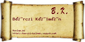 Bérczi Kálmán névjegykártya